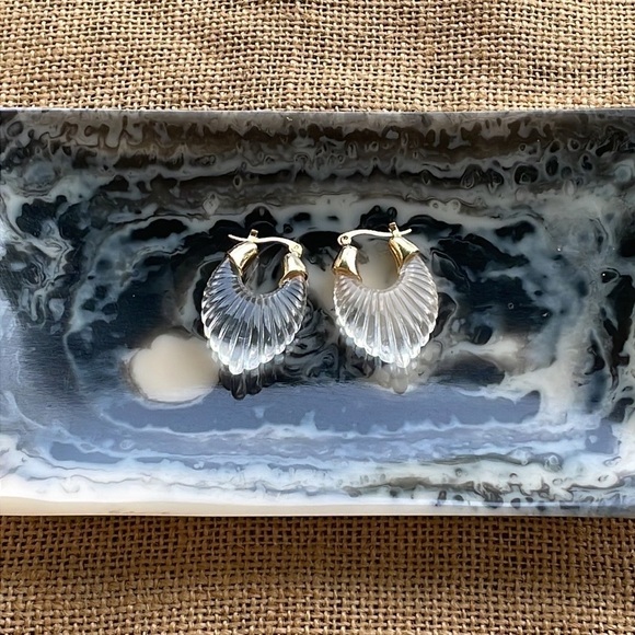 Arctic Clear Vintage Hoops Gold Plated Transparent Loop New NWOT - Picture 5 of 14